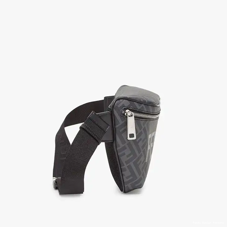 Vintage HOT ROMA In Fendi Motif Bag FF Black Logo Belt Fabric 0705